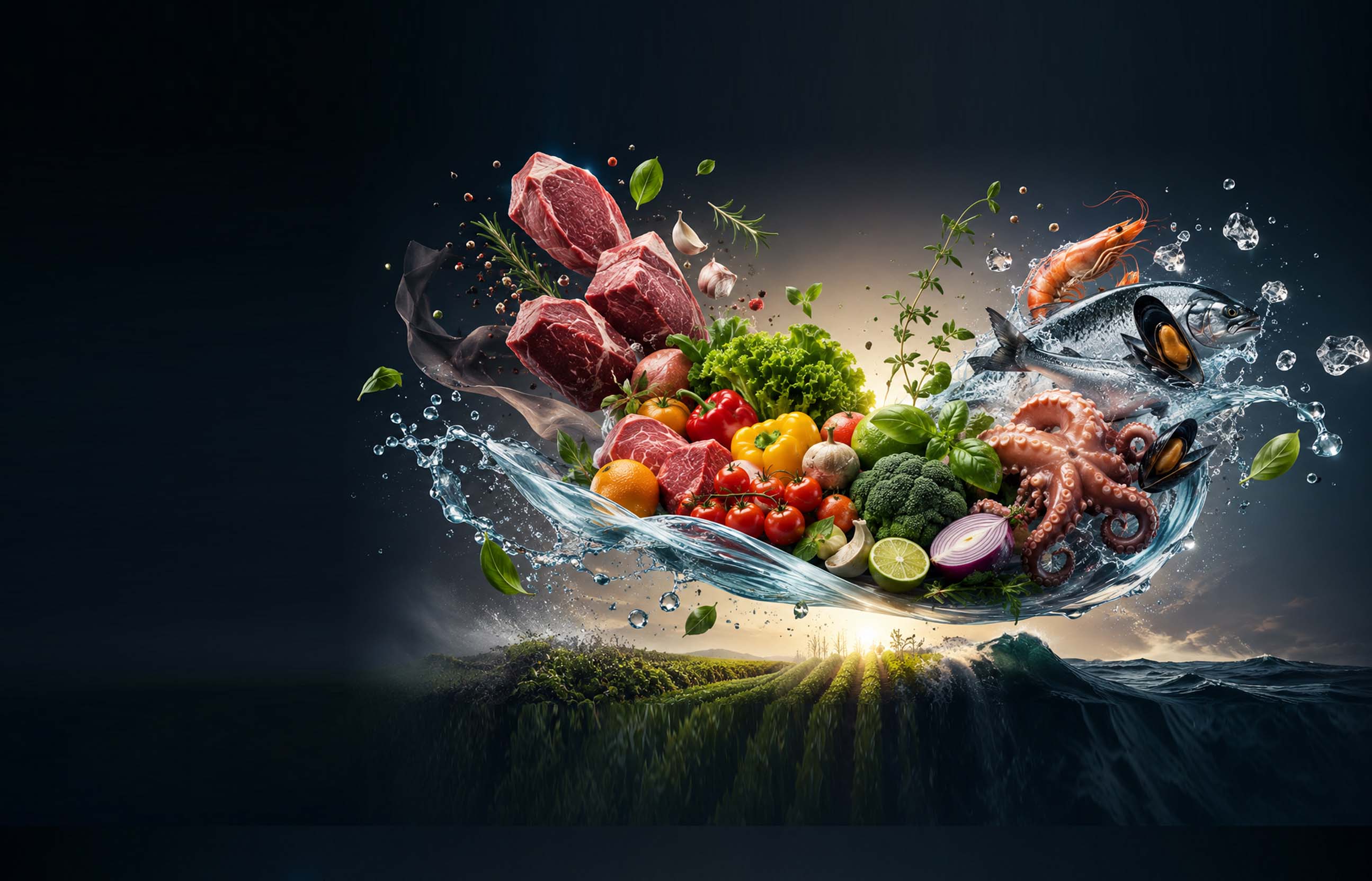 Fresh produce and food products for distribution